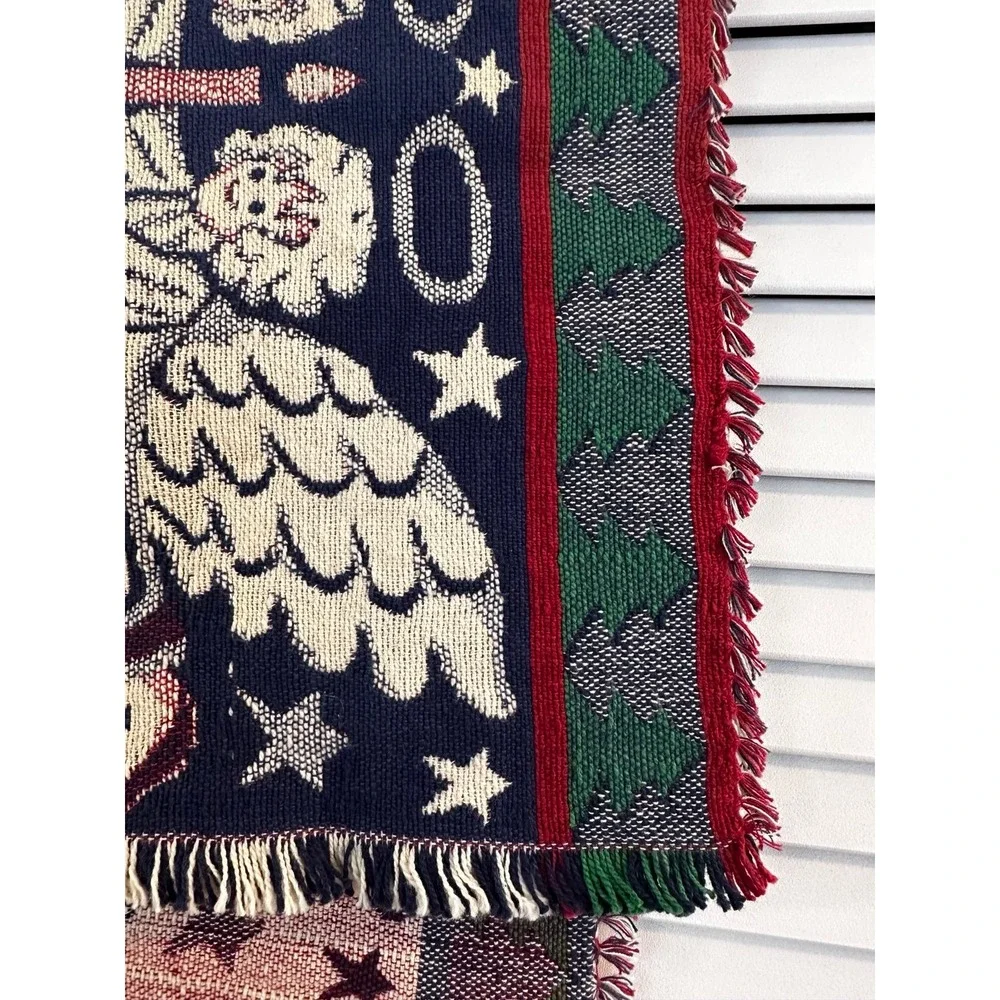 Vintage Angel‎ Christmas Tapestry Table Runner 90s Blanket